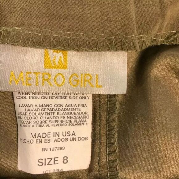 Metro Girl Midi Skirt Women's Size Medium Stretch A Line Back Zip Green - Picture 4 of 5